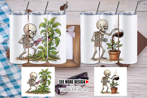 Tumbler Grumpy Garden Dad Bone Watercolor Sublimation artnoy 