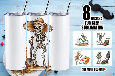Tumbler Grumpy Garden Dad Bone Watercolor Sublimation artnoy 