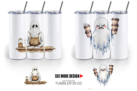 Tumbler Grumpy Ghost Barista Sublimation artnoy 