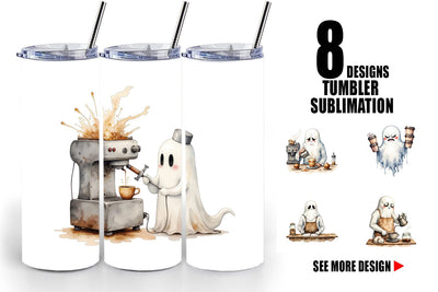 Tumbler Grumpy Ghost Barista Sublimation artnoy 