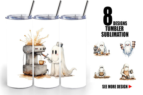 Tumbler Grumpy Ghost Barista Sublimation artnoy 