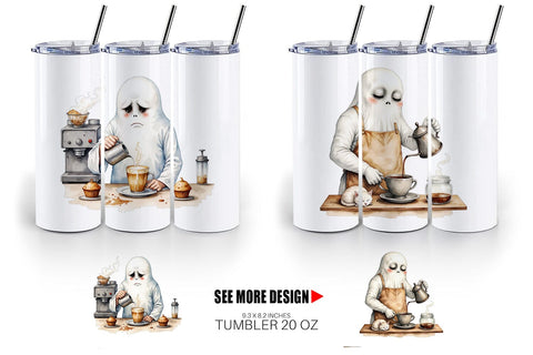 Tumbler Grumpy Ghost Barista Sublimation artnoy 