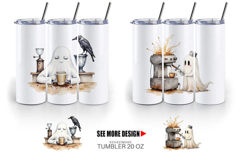 Tumbler Grumpy Ghost Barista Sublimation artnoy 