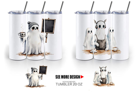 Tumbler Grumpy Ghost Barista Sublimation artnoy 