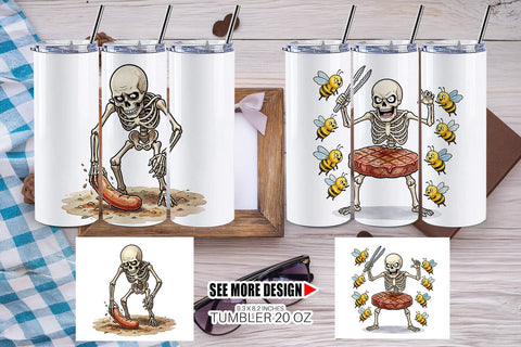 Tumbler Grumpy Grill Dad Bone Watercolor Sublimation artnoy 