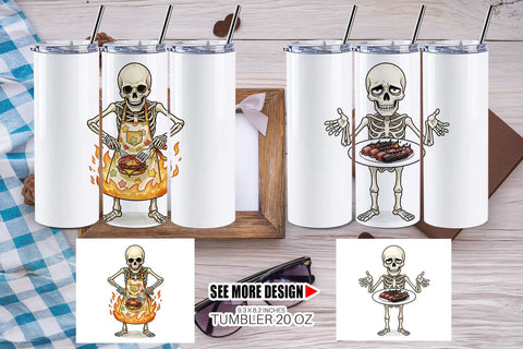 Tumbler Grumpy Grill Dad Bone Watercolor Sublimation artnoy 