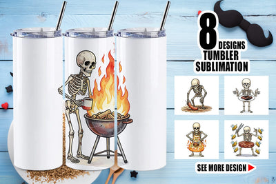 Tumbler Grumpy Grill Dad Bone Watercolor Sublimation artnoy 