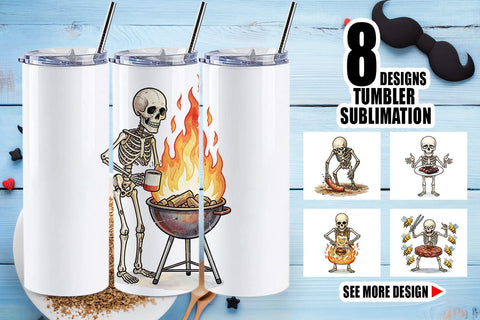 Tumbler Grumpy Grill Dad Bone Watercolor Sublimation artnoy 