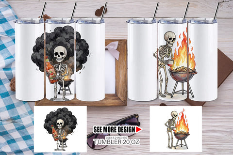 Tumbler Grumpy Grill Dad Bone Watercolor Sublimation artnoy 