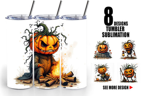 Tumbler Grumpy Jack o Lantern Sublimation artnoy 