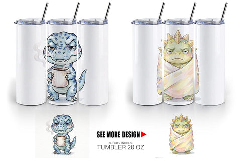 Tumbler Grumpy Monday Dino Sublimation artnoy 