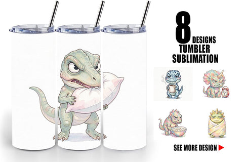 Tumbler Grumpy Monday Dino Sublimation artnoy 