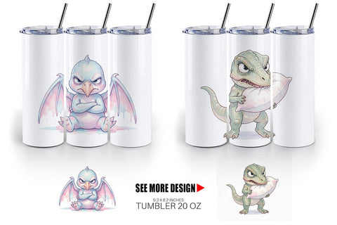 Tumbler Grumpy Monday Dino Sublimation artnoy 