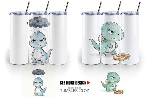 Tumbler Grumpy Morning Dinosaur Coffee Sublimation artnoy 