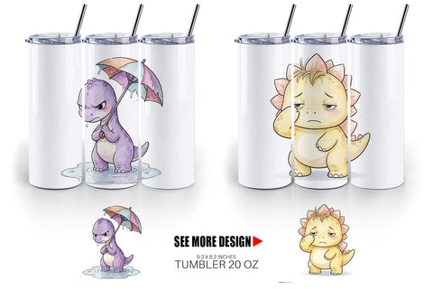Tumbler Grumpy Morning Dinosaur Coffee Sublimation artnoy 