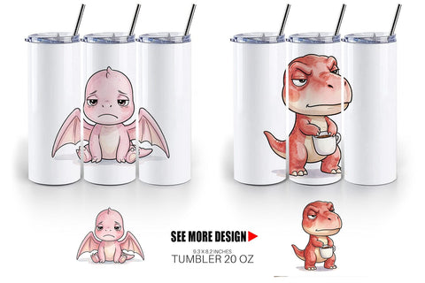 Tumbler Grumpy Morning Dinosaur Coffee Sublimation artnoy 