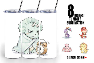 Tumbler Grumpy Morning Dinosaur Coffee Sublimation artnoy 