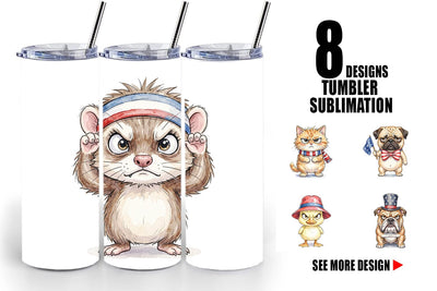 Tumbler Grumpy Patriotic Pets Ink Sublimation artnoy 