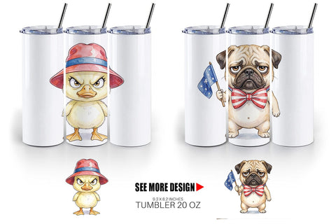 Tumbler Grumpy Patriotic Pets Ink Sublimation artnoy 