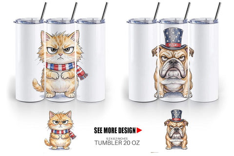Tumbler Grumpy Patriotic Pets Ink Sublimation artnoy 