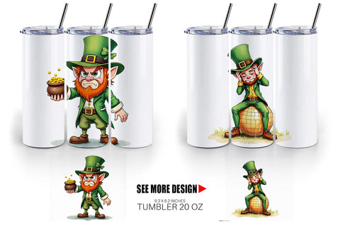 Tumbler Grumpy Retro Leprechaun Sublimation artnoy 