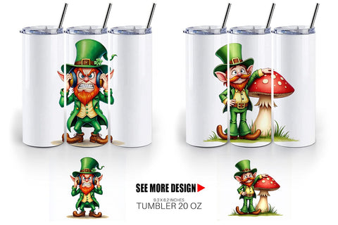 Tumbler Grumpy Retro Leprechaun Sublimation artnoy 