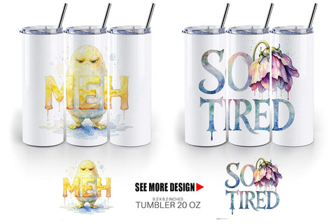 Tumbler Grumpy Sleepy Affirmations Sublimation artnoy 