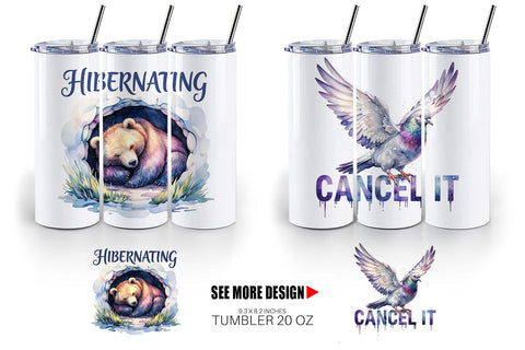 Tumbler Grumpy Sleepy Affirmations Sublimation artnoy 