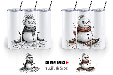 Tumbler Grumpy Snowman Sublimation artnoy 