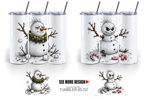Tumbler Grumpy Snowman Sublimation artnoy 
