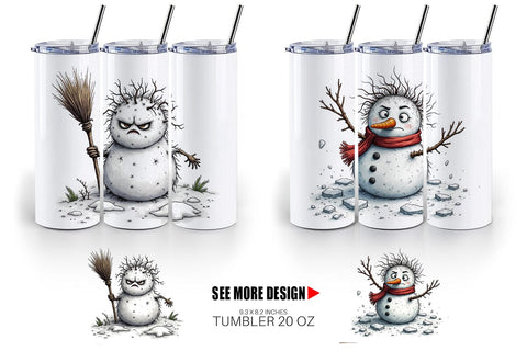 Tumbler Grumpy Snowman Sublimation artnoy 