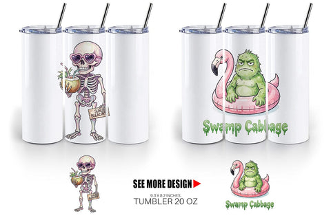 Tumbler Grumpy Summerween Monster Watercolor Sublimation artnoy 