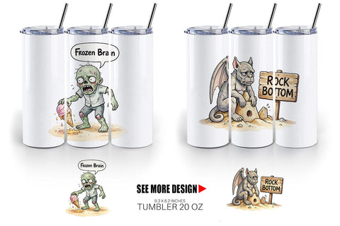 Tumbler Grumpy Summerween Monster Watercolor Sublimation artnoy 