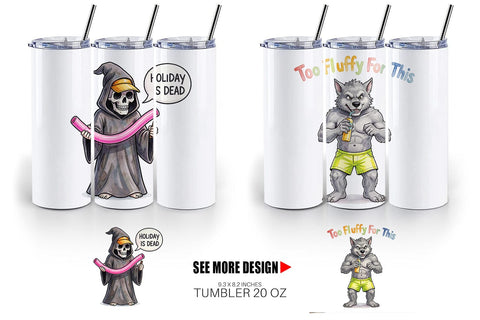 Tumbler Grumpy Summerween Monster Watercolor Sublimation artnoy 