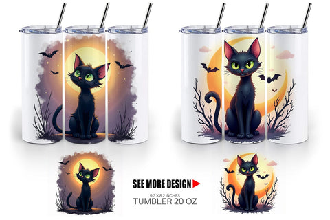 Tumbler Halloween Cat Glow Sublimation artnoy 