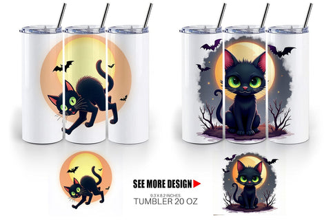 Tumbler Halloween Cat Glow Sublimation artnoy 