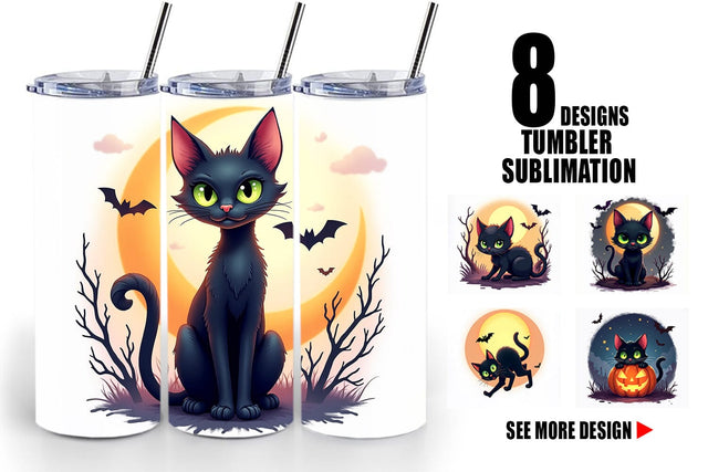 Tumbler Halloween Cat Glow Sublimation artnoy 