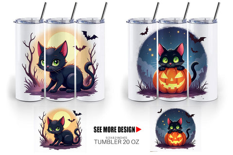 Tumbler Halloween Cat Glow Sublimation artnoy 