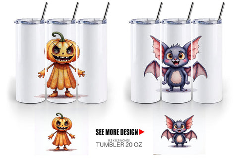 Tumbler Halloween Characters Watercolor Sublimation artnoy 