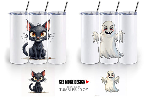 Tumbler Halloween Characters Watercolor Sublimation artnoy 