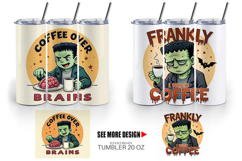Tumbler Halloween Frankenstein Coffee Sublimation artnoy 