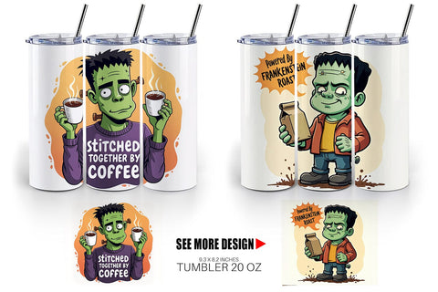 Tumbler Halloween Frankenstein Coffee Sublimation artnoy 