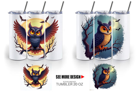 Tumbler Halloween Owl Whispers Sublimation artnoy 