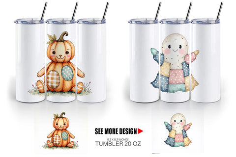 Tumbler Halloween Patchwork Pals Sublimation artnoy 