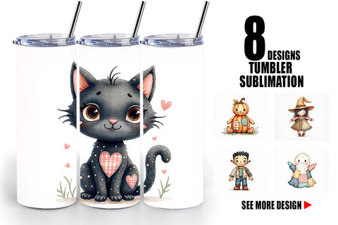 Tumbler Halloween Patchwork Pals Sublimation artnoy 