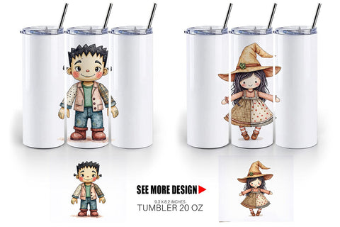 Tumbler Halloween Patchwork Pals Sublimation artnoy 