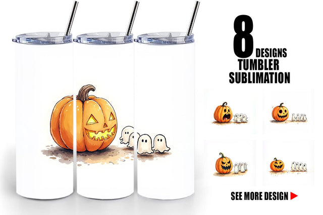 Tumbler Halloween Pumpkin Ghosts Sublimation artnoy 