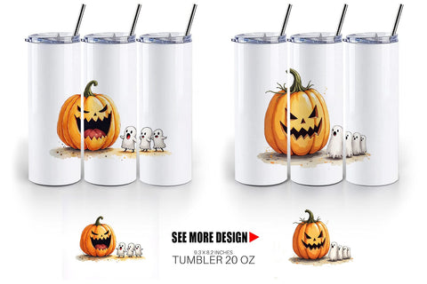Tumbler Halloween Pumpkin Ghosts Sublimation artnoy 