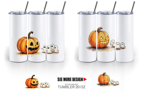 Tumbler Halloween Pumpkin Ghosts Sublimation artnoy 