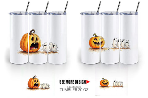 Tumbler Halloween Pumpkin Ghosts Sublimation artnoy 